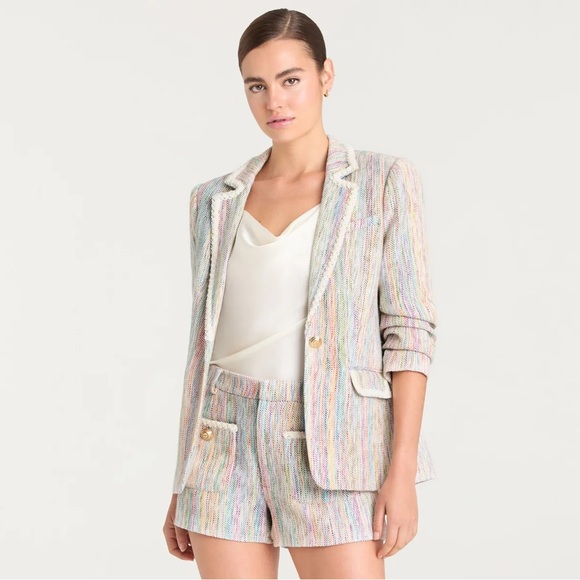 Cinq a Sept Prism Tweed Khloe Blazer- in Ivory Multi